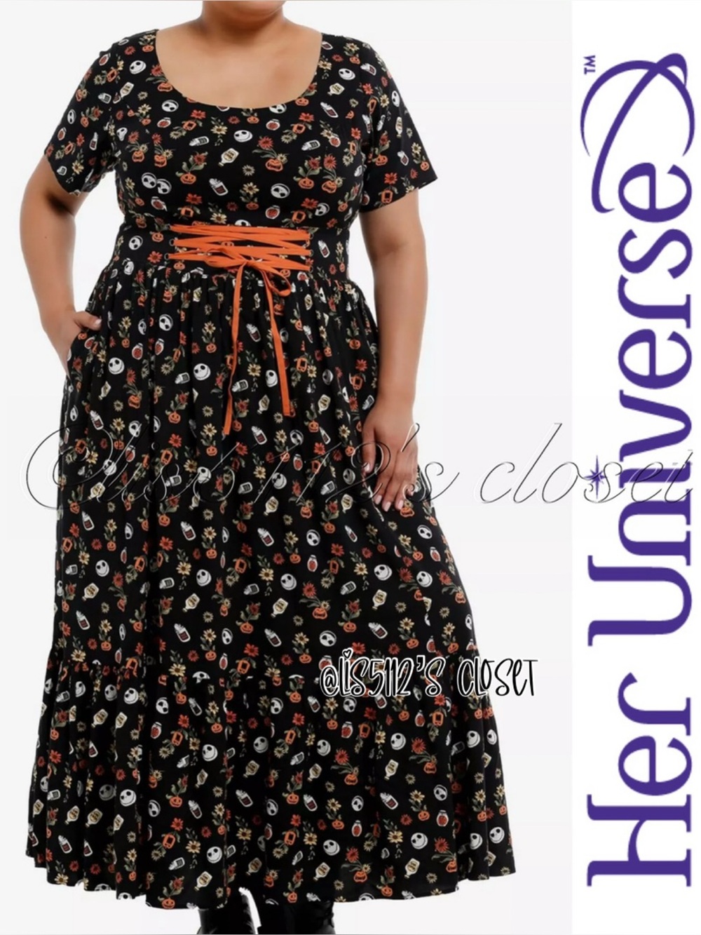Her Universe The Nightmare Before Christmas Lace-Up Corset Maxi Dress 2X 18 20